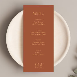 Menu Casamento de Terracotta Minimalista Elegante