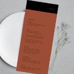 Menu Casamento de Terracotta Simples com Stripe Negra<br><div class="desc">menu fino para corresponder à coleção *se quiser mais opções de papel,  este design pode ser transferido para um programa fino *ou para mais ajuda contacte-me</div>