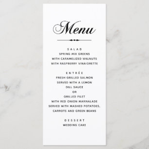 Menu Casamento de tipografia clássica elegante preto e
