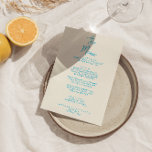 Menu Casamento de Trendy com Retrorização com Escrita M<br><div class="desc">Um retro colorido,  moderno,  azul,  estilo francês,  menu janto de casamento. Que apresenta design modelo de chic de fundo leitoso cremoso e tipografia escrita à mão azul. Perfeito e compatível com toda a suíte.</div>