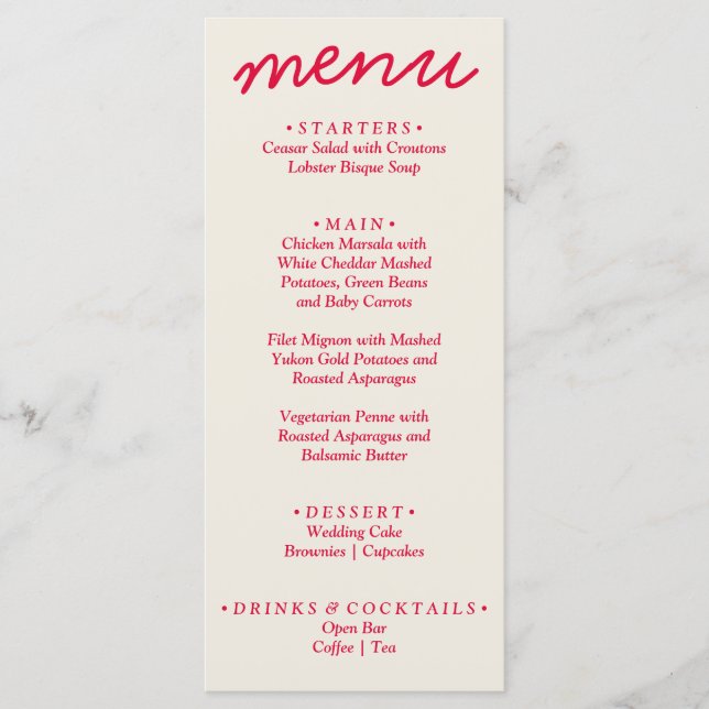 Menu Casamento de Trendy Moderno com Brilho Colorido Fu (Frente)