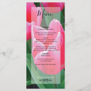 Menu Casamento de Tulipas Rosa Elegantes