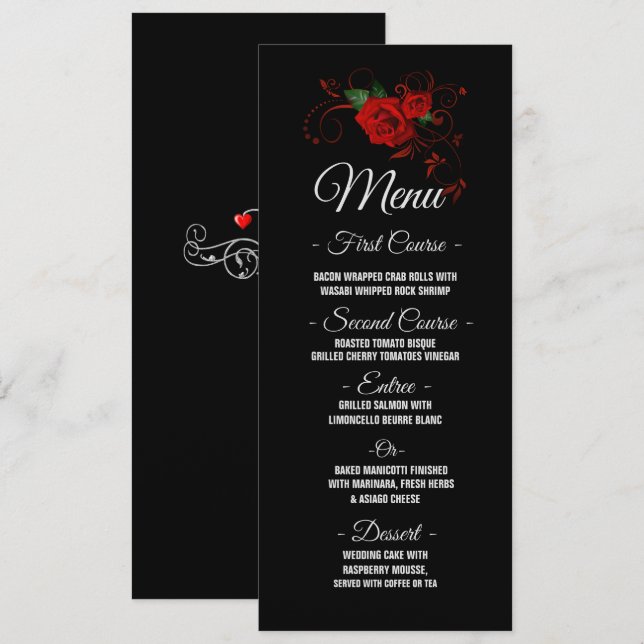Menu Casamento de Tuxedo Suit & Bride Silhouette (Frente/Verso)