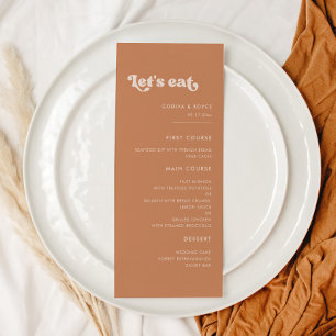 Menu Casamento de Vamos de açúcar marrom na moda retro