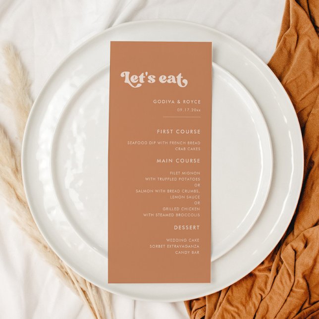 Menu Casamento de Vamos de açúcar marrom na moda retro (Criador carregado)