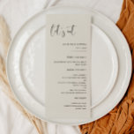 Menu Casamento de Vamos verde Elegante moderno Light Sa<br><div class="desc">Coma de vamos! Menu de festa de casamento ou recepção. Uma tipografia moderna e uma cor verde-senadora para a sua papelaria de casamento: escolha esta simples e elegante suite de casamento. Totalmente personalizável: você pode alterar o plano de fundo e a cor do texto conforme desejar.</div>