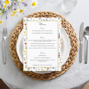 Menu Casamento de Verão com Primavera de flor selvagem