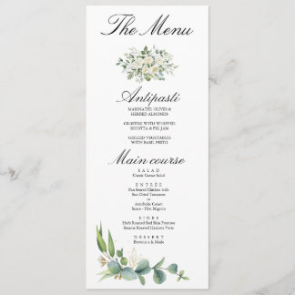 Menu Casamento de Verão com Verde Folhagem de Eucalipto