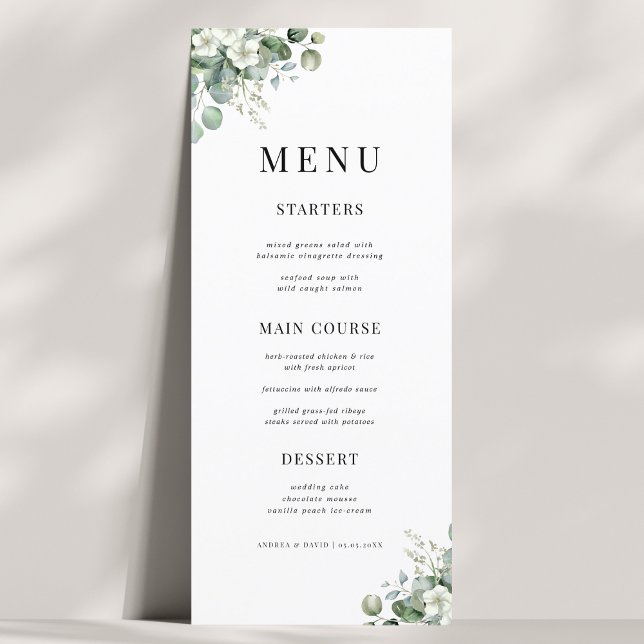 Menu Casamento de Verão Floral de Eucalipto Branco na N (Criador carregado)