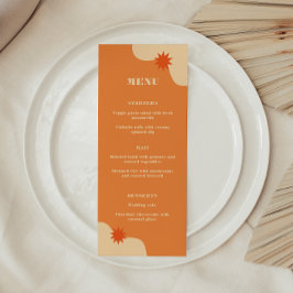 Menu Casamento de Verão Retro Laranja Brilhante