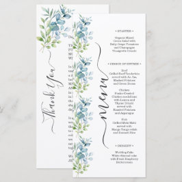 Menu Casamento de Verde Eucalipto com Aquarela Moderna