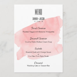Menu Casamento de Wash de Aquarela Rosa
