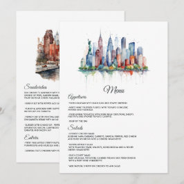 Menu Casamento de Watercolor New York