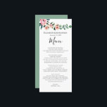 Menu Casamento de Wreath, Cor de Água, Verde Floral Ros<br><div class="desc">Um elegante programa de casamento com eucalipto e coroa de água rosa.</div>
