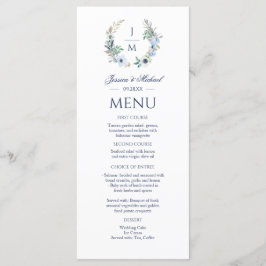 Menu Casamento de Wreath Floral Monograma