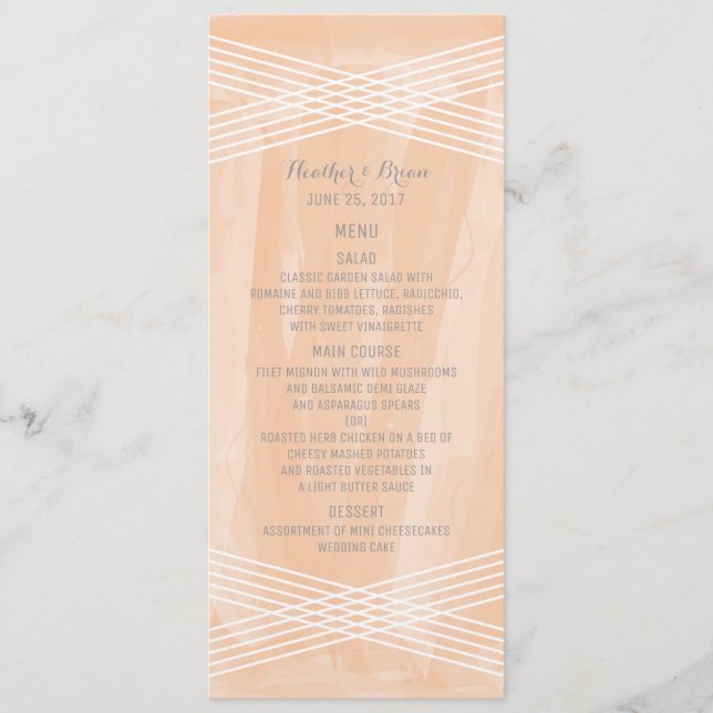 Menu Casamento Deco Orange Watercolor (Frente)