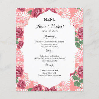 Menu Casamento Delicar Rosa e Lace Chic Country