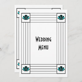 Menu Casamento Design de Arte Azul