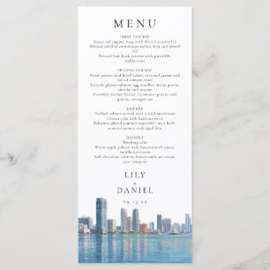 Menu Casamento Destino com a Paisagem de Miami em Aquar