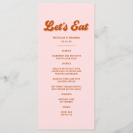 Menu Casamento Disco Retro Groovy Laranja Vermelho Rosa
