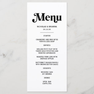 Menu Casamento Disco Retro Preto e Branco