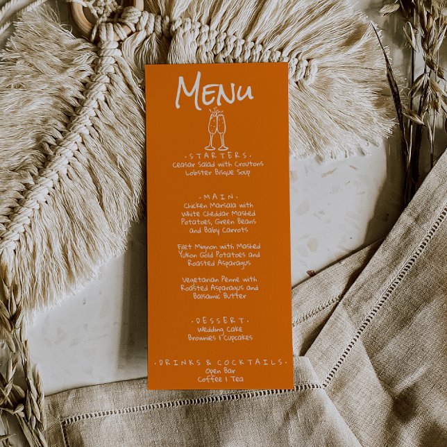 Menu Casamento Divertido e Excêntrico com Desenho à Mão (Criador carregado)