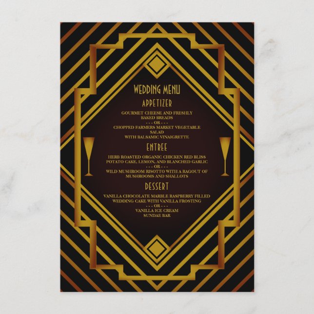 Menu Casamento do Dourado 2020 de Gatsby (Frente)