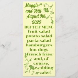 Menu Casamento do Jardim Edwardian