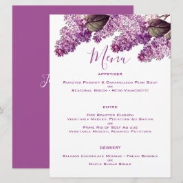Menu Casamento do Jardim Lilac Primavera