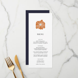 Menu Casamento do Logotipo Floral Laranja Retro