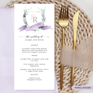Menu Casamento do Monograma da Lavanda Elegante Persona