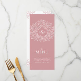 Menu Casamento do monograma de desenho de folha cor-de-