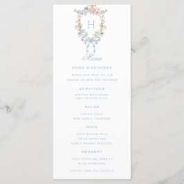 Menu Casamento do Monograma de Fora Floral Elegante