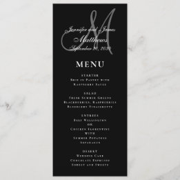 Menu Casamento do Monograma do Script Elegante Branco N