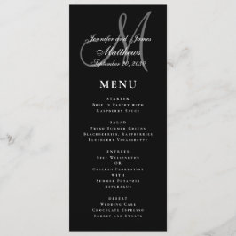 Menu Casamento do Monograma do Script Elegante Branco N