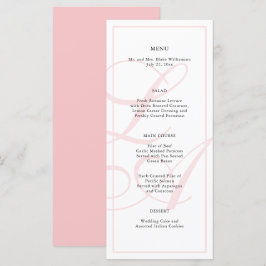 Menu Casamento do Monograma Rosa Elegante