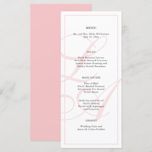 Menu Casamento do Monograma Rosa Elegante