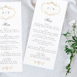 Menu casamento do monograma tradicional romântico<br><div class="desc">Este design faz parte de uma coleção - por favor contacte-nos se necessitar de artigos de papelaria adicionais *não folha de papel real</div>