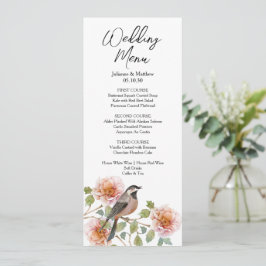 Menu Casamento do Pássaro nas Flores