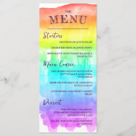 Menu Casamento do Rainbow Watercolor Wash LGBTQ