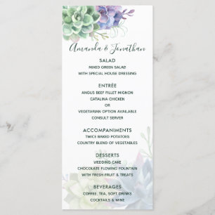 Menu Casamento do Succulents Cactus Watercolor