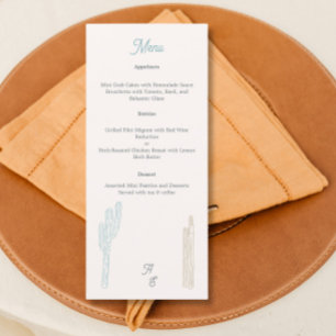 Menu casamento do tema do deserto do cacto