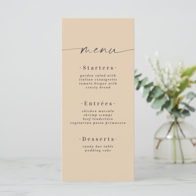 Menu Casamento Dourado Amarelo-Duado de Cor Sólida Mini (Em pé/Frente)