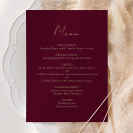 Menu Casamento Dourado Burgundy