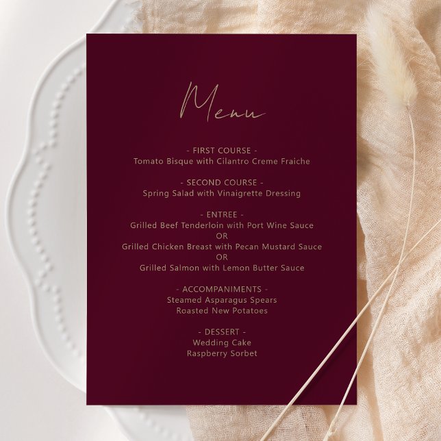 Menu Casamento Dourado Burgundy (Criador carregado)