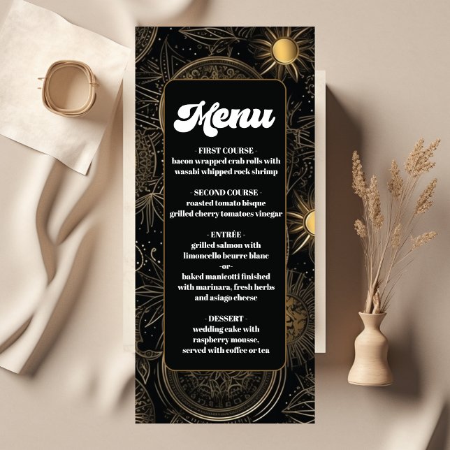 Menu Casamento Dourado Celestial Negro (Criador carregado)