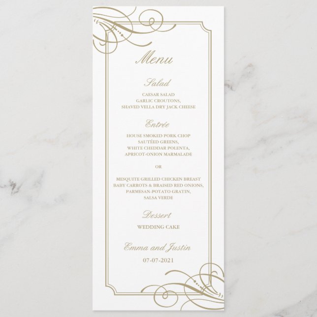 Menu Casamento Dourado Clássico Luxurioso (Frente)