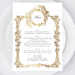 Menu Casamento Dourado Clássico Monograma de Crest Botâ<br><div class="desc">*NOT REAL FOIL ___________________________ ***este design é parte de uma coleção** Experimente o charme da elegância do eterno com a minha coleção formal de casamentos clássicos e elegantes. Esta coleção apresenta designs monogramas personalizados com uma fenda e uma moldura intricadamente tecidas, encapsulando a essência de um casamento clássico e memorável....</div>