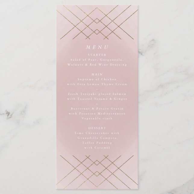 Menu Casamento Dourado com Elegance Diamond Geo Deco (Frente)