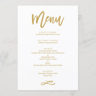Menu Casamento Dourado com Letra Chic Mão